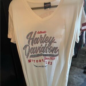 Harley-Davidson White Tee with Red Graphic